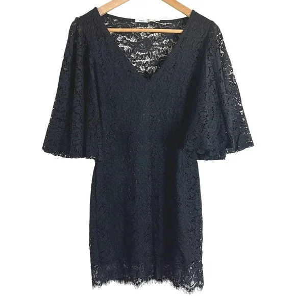 Kimchi Blue Black Lace Flutter Sleeve Mini Dress Romantic Small Whimsygoth - Picture 2 of 15